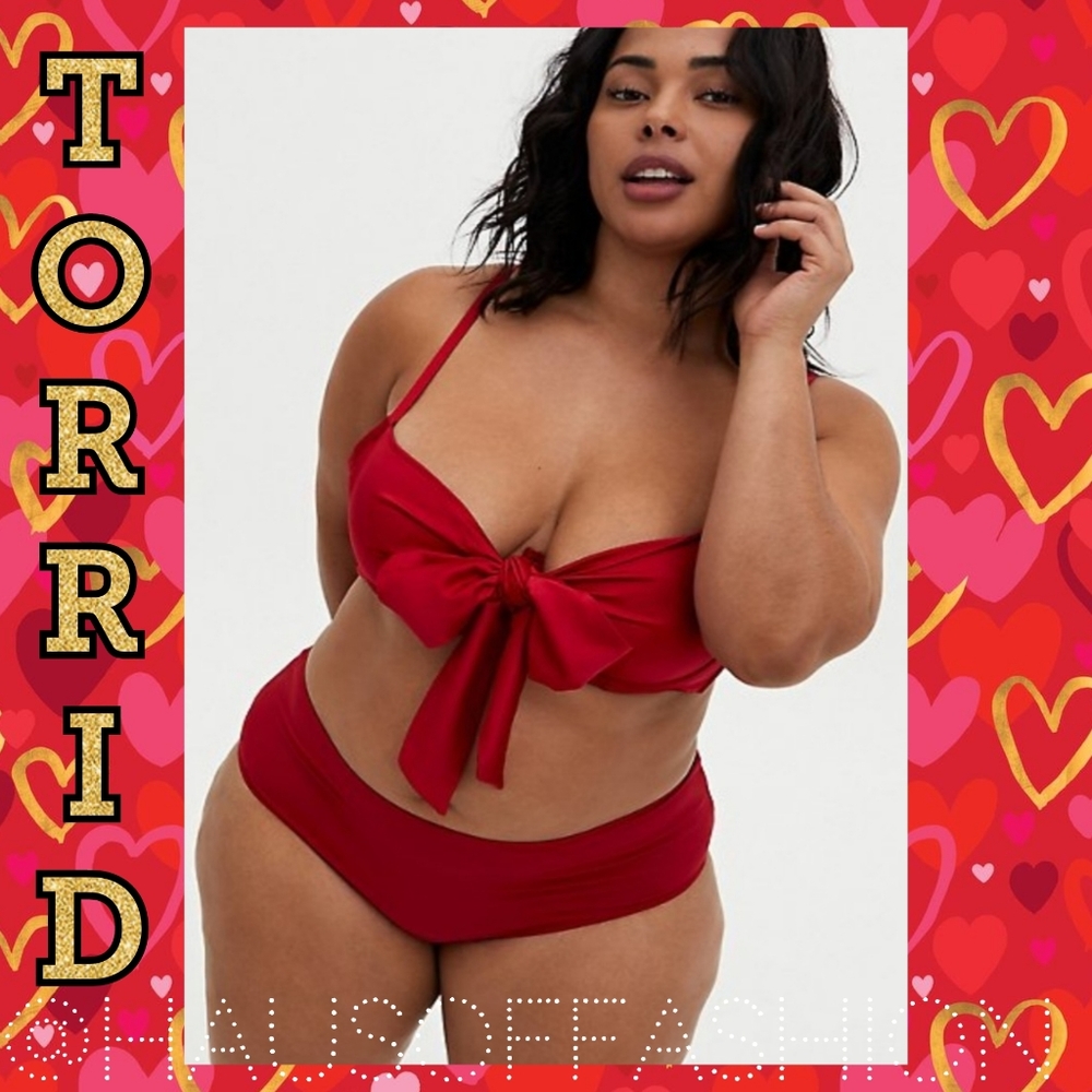 TORRID Red Satin Bow Bralette   + Matching Red Satin Bow Panty!